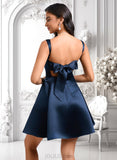 Gwen A-line Straight Short Satin Homecoming Dress With Bow JLP0025639