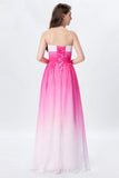 Elegant Ombre Light Plum Spaghetti Straps Sweetheart A-Line Chiffon Prom Dresses UK JS361