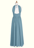 Arielle A-Line Pleated Chiffon Floor-Length Junior Bridesmaid Dress SJSP0020009