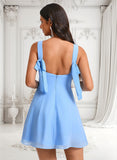 Beatrice A-line Square Mini Chiffon Homecoming Dress With Bow JLP0025661