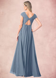 Briana A-Line Pleated Chiffon Floor-Length Dress SJSP0019764