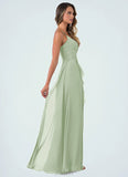 Holly A-Line Pleated Chiffon Floor-Length Dress SJSP0019601