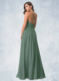 Faith A-Line Pleated Chiffon Floor-Length Dress SJSP0019728