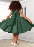 Jeanie A-Line Bow Matte Satin Knee-Length Dress SJSP0020240