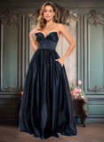 Rayne Ball-Gown/Princess V-Neck Floor-Length Satin Prom Dresses JLP0025840