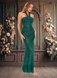 Kailey Sheath/Column Halter Floor-Length Sequin Prom Dresses JLP0025858