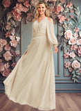 Barbara A-line Cold Shoulder Floor-Length Chiffon Bridesmaid Dress JLP0025760