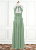 Paisley A-Line Pleated Chiffon Floor-Length Junior Bridesmaid Dress SJSP0019992