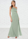 Haylee Sheath One Shoulder Mesh Floor-Length Dress SJSP0019635