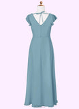 Cheyenne A-Line Pleated Chiffon Floor-Length Junior Bridesmaid Dress SJSP0019987