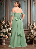 Jasmine Trumpet/Mermaid Off the Shoulder V-Neck Floor-Length Chiffon Bridesmaid Dress JLP0025810