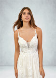 Nellie A-Line Lace Chapel Train Dress SJSP0020111