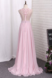 Prom Dresses A Line Scoop Chiffon With Ruffles And Applique