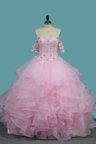 Sweetheart Quinceanera Dresses Tulle With Applique And Beading Ball Gown