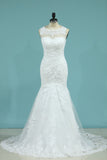 Wedding Dresses Mermaid Scoop Sweep Train Tulle With Applique