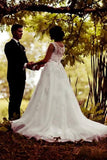 Bateau Wedding Dresses A Line With Sash And Applique Chapel Train