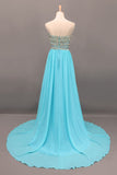 New Arrival Prom Gown A-Line Sweetheart Sweep/Brush Chiffon With Beading&Rhinestone