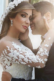 Gorgeous Beautiful Modest Lace Ball Gown Long Sleeves Wedding Dresses