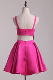 Fuchsia Sexy Back Straps Homecoming Dresses A Line Satin