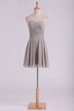 Pure Sweetheart A Line Chiffon Short/Mini Homecoming Dress With Ruffles Lace Up