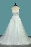 Sweetheart Wedding Dresses A Line Tulle With Applique Sweep Train