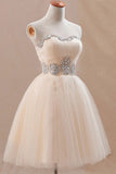 Homecoming Dresses A Line Sweetheart Tulle With Beading Short/Mini