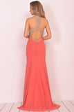 Mermaid Scoop Chiffon Prom Dresses With Beads And Slit