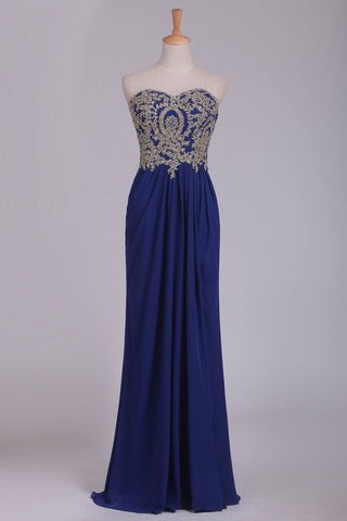 Sweetheart Prom Dresses A Line With Applique & Beads Floor Length