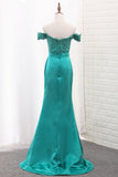 Mermaid Off The Shoulder Satin Bridesmaid Dresses Sweep Train