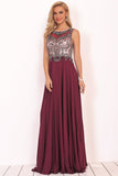 New Arrival Scoop Open Back Prom Dresses With Beading Chiffon