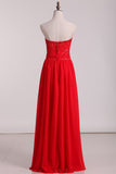 A Line Sweetheart Beaded Bodice Bridesmaid Dresses Chiffon Floor Length