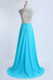 Prom Dresses A Line Scoop Sweep/Brush Chiffon