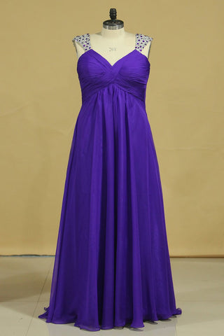 Prom Dresses A-Line Chiffon With Beads And Ruffles Regency