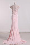 Scoop Evening Dresses Spandex With Beading Mermaid Sweep Train