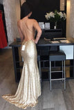 Backless Sequin Mermaid Long Custom Criss Cross Sleeveless Prom Dresses JS941