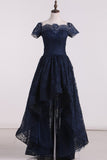 Asymmetrical Prom Dresses Long Sleeves Lace&Tulle