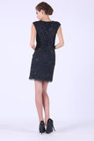 Sheath Homecoming Dresses V Neck Tulle With Beading Short/Mini