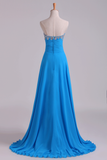 Sweetheart Beaded Neckline Prom Dress A Line With Ruffles Chiffon