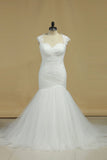 Tulle Sweetheart Ruffled Bodice Mermaid Lace Up Wedding Dresses