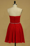 Sweetheart Homecoming Dresses A Line Chiffon With Beading Short/Mini