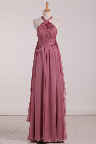 Sexy Open Back Bridesmaid Dresses Chiffon With Ruffles And Sash