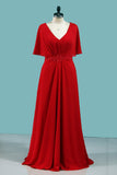 Mother Of The Bride Dresses V Neck Beaded Waistline A Line Open Back Chiffon