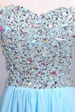 Prom Dresses A-Line Sweetheart Chiffon Floor Length With Beading/Sequins