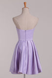 Satin Strapless Satin With Beads And Applique A Line Homecoming Dresses