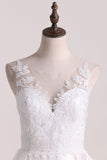 A Line Scoop Satin With Applique Wedding Dresses Open Back