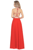 Chiffon Scoop Prom Dresses A Line With Beads&Rhinestones Chiffon Floor Length