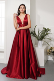 Hot Selling Red Prom Dress Deep V Neck Evening Dress