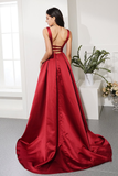 Hot Selling Red Prom Dress Deep V Neck Evening Dress