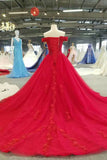 Off The Shoulder Wedding Dresses / Prom Dresses A Line With Beading Applique