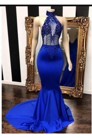 Sexy Evening Dresses Mermaid/Trumpet Halter Appliques Court SJSPSM3SECT